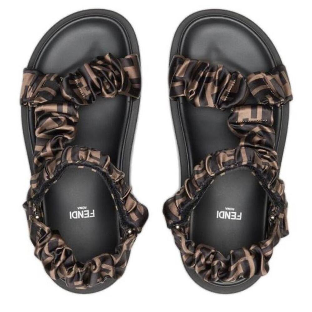 FENDI Feel FF logo ruched satin sandals - Picture 5 of 5